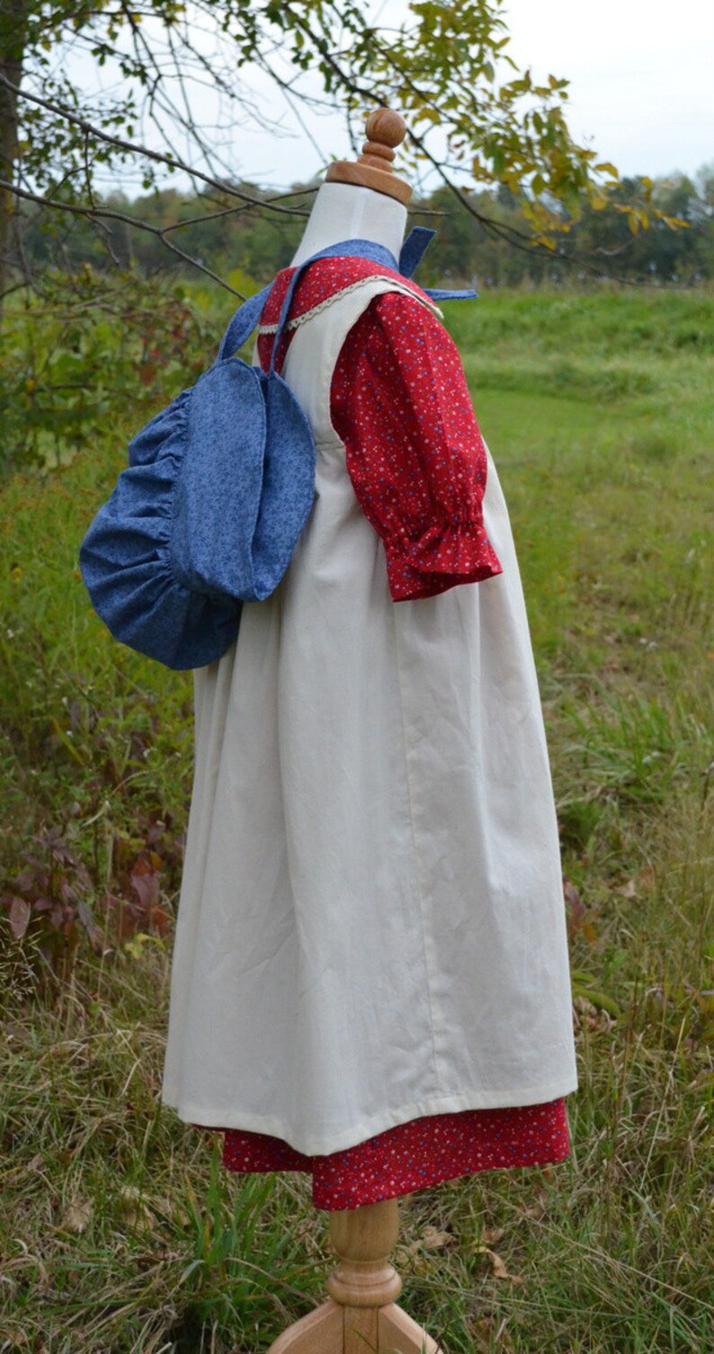 Pioneer Dress with Pinafore and Bonnet Sizes 2-8 image 5