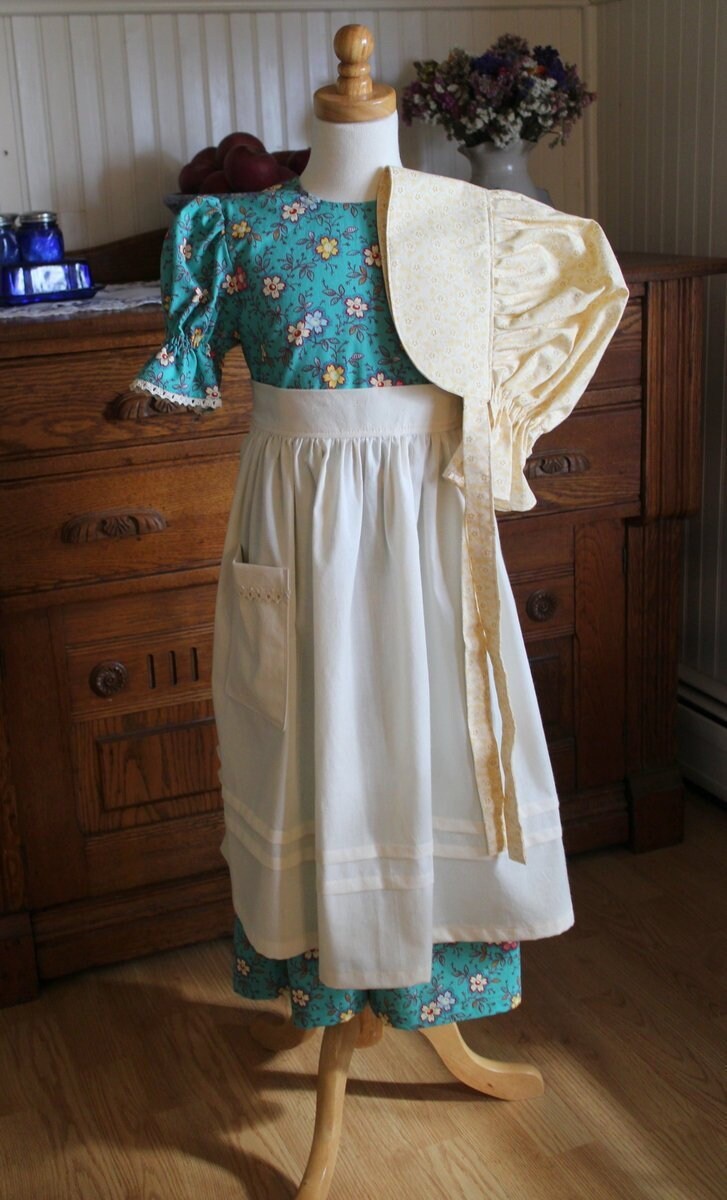Prairie Outfit Dress Apron and Bonnet Sizes 2-12 | Etsy