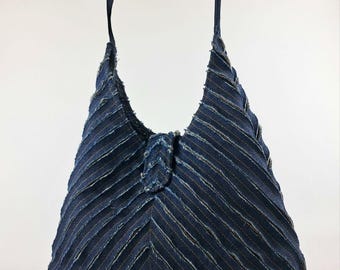 Quilted blue denim bag for women