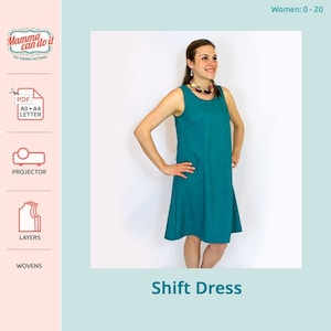 Shift Dress PDF Sewing Pattern | Women Sizes 0-20 | Projector, A0, A4, 8.5x11 | INSTANT DOWNLOAD