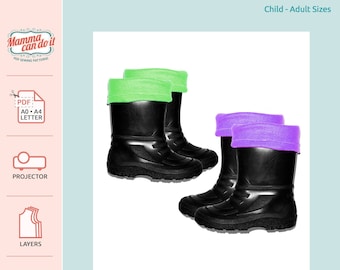 Boot Liners PDF Sewing Pattern | Toddler - Adult Sizes | A0, A4, 8.5x11, Projector | INSTANT DOWNLOAD