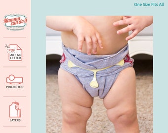 Fitted Diaper PDF Sewing Pattern | One Size Fits All | Projector, A0, A4, 8.5x11 | INSTANT DOWNLOAD