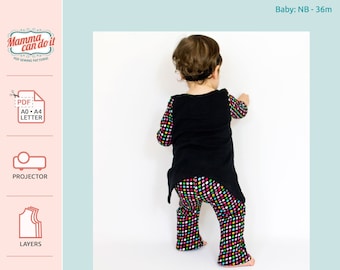 Baby Flare Pants PDF Sewing Pattern | Sizes: Newborn - 36m | Projector, A0, A4, 8.5x11 | INSTANT DOWNLOAD