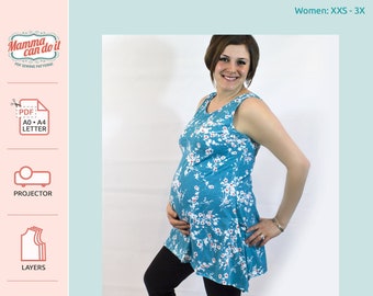 Handkerchief Hem Maternity Shirt PDF Sewing Pattern | Sizes: xxs-3x | INSTANT DOWNLOAD