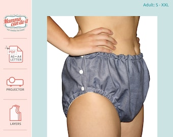 Reusable Adult Incontinence Cloth Diaper PDF Sewing Pattern | Sizes: s - xxl | Projector, A0, A4, 8.5x11 | INSTANT DOWNLOAD