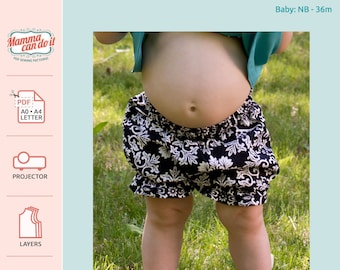Baby Bloomers PDF Sewing Pattern | Size nb - 36m | Projector, A0, A4, 8.5x11 | INSTANT DOWNLOAD