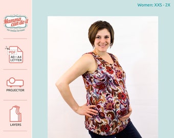 Basic Maternity Shirt PDF Sewing Pattern | Sizes: xxs-2x | INSTANT DOWNLOAD