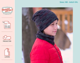 Reversible Slouchy Beanie Hat PDF Sewing Pattern | NB-Adult XXL | Instant Download