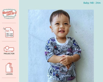 Trio Dress n' Tee Sewing Pattern | Baby Sizes newborn-24m | Projector, A0, A4, 8.5x11 PDF Sewing Pattern | INSTANT DOWNLOAD