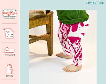 Baby Leggings PDF Sewing Pattern | Sizes: Newborn - 36m | Projector, A0, A4, 8.5x11 | Optional Ruffles! | INSTANT DOWNLOAD