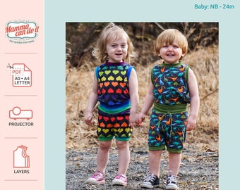 Breezy Shorts PDF Sewing Pattern | Baby Size nb - 36m | Projector, A0, A4, 8.5x11 | INSTANT DOWNLOAD