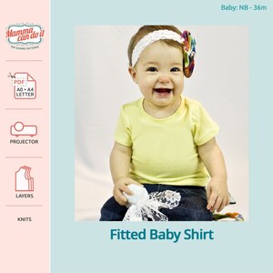 Basic Fitted Baby Shirt PDF Sewing Pattern | Sizes: nb - 36m | Projector, A0, A4, 8.5x11 | INSTANT DOWNLOAD