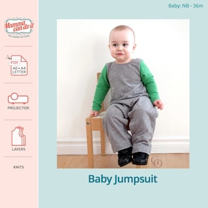 Baby Jumpsuit PDF Sewing Pattern | Sizes: Newborn - 36m | Projector, A0, A4, 8.5x11 | INSTANT DOWNLOAD