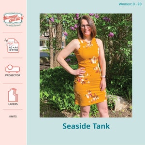 Seaside Tank Sewing Pattern | Women Sizes 0-20 | Projector, A0, A4, 8.5x11 PDF Sewing Pattern | INSTANT DOWNLOAD