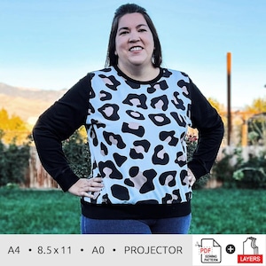 Wallaby Hoodie & Sweater Sewing Pattern | Women Plus Sizes 14w-40w | Projector, A0, A4, 8.5x11 PDF Sewing Pattern | INSTANT DOWNLOAD