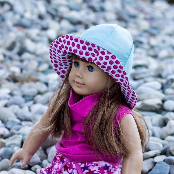 Reversible Liberty Doll Sun Hat PDF Sewing Pattern | 2 Sizes | 8.5X11, A4, A0, Projector | Doll Bucket Hat Sewing Pattern