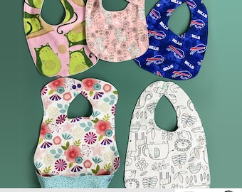 Bib Projector PDF Sewing Pattern | A0, A4, 8.5x11, Projector | 5 styles for baby - INSTANT DOWNLOAD