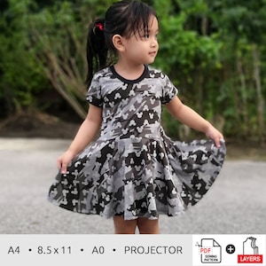Relaxed Peplum Top Sewing Pattern | Girl Sizes 2T-16 | Projector, A0, A4, 8.5x11 PDF Sewing Pattern | INSTANT DOWNLOAD