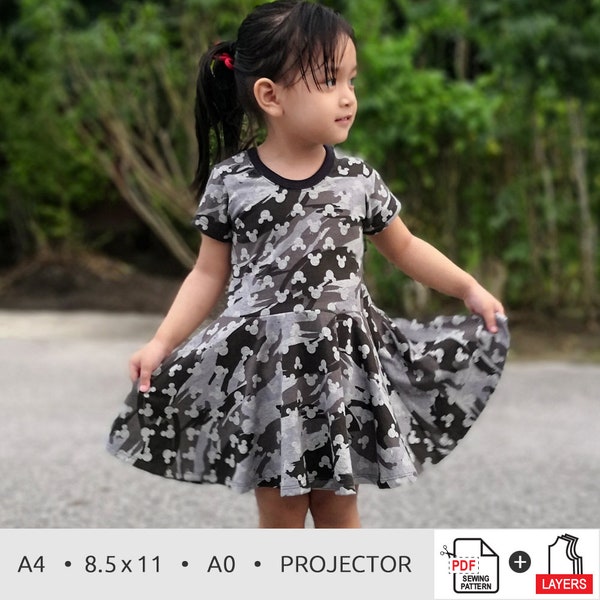 Relaxed Peplum Top Sewing Pattern | Girl Sizes 2T-16 | Projector, A0, A4, 8.5x11 PDF Sewing Pattern | INSTANT DOWNLOAD