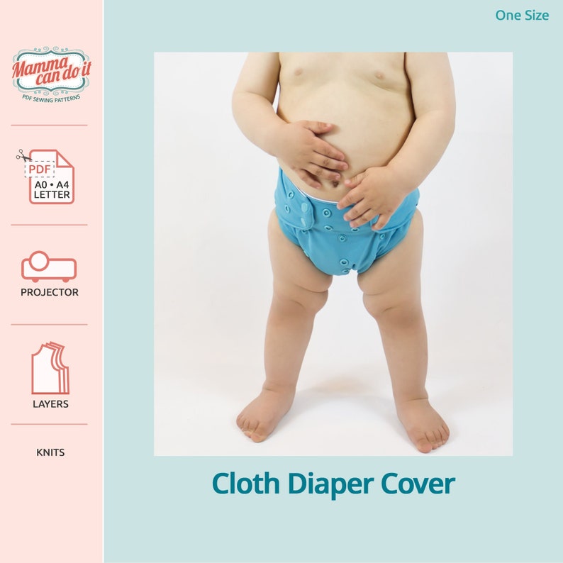 Cloth Diaper Cover PDF Sewing Pattern designed to use with fitteds, flats, or any diaper that needs a separate cover.