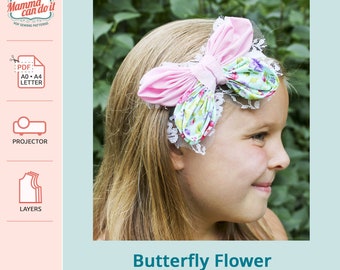 Butterfly Flower Headband PDF Sewing Pattern | A0, A4, 8.5x11, Projector | INSTANT DOWNLOAD