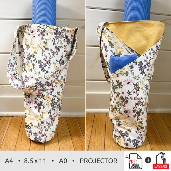 Resolution Yoga Bag PDF Sewing Pattern | Projector, A0, A4, 8.5x11 | INSTANT DOWNLOAD