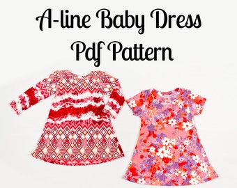 Baby Dress PDF Sewing Pattern - Made with soft knit fabric! - INSTANT DOWNLOAD
