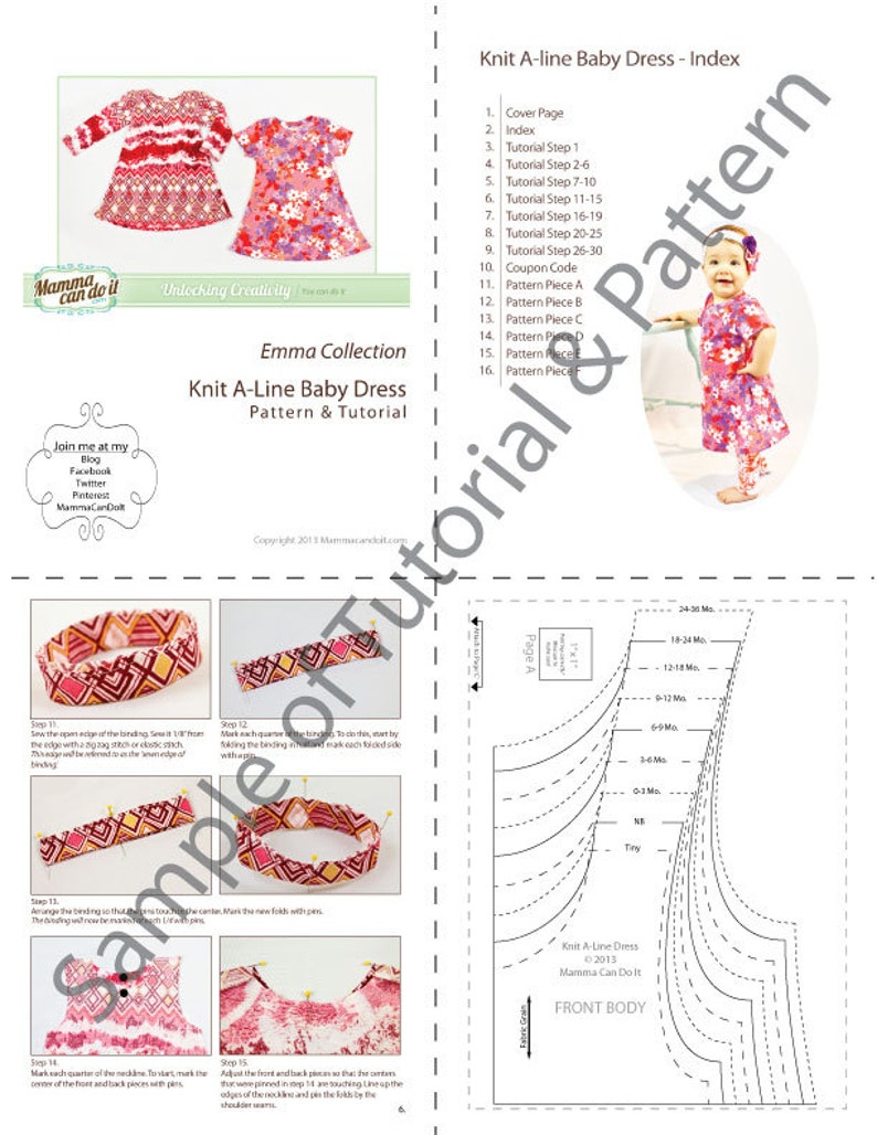 Baby Dress PDF Sewing Pattern - Made with soft knit fabric! - INSTANT DOWNLOAD image 5