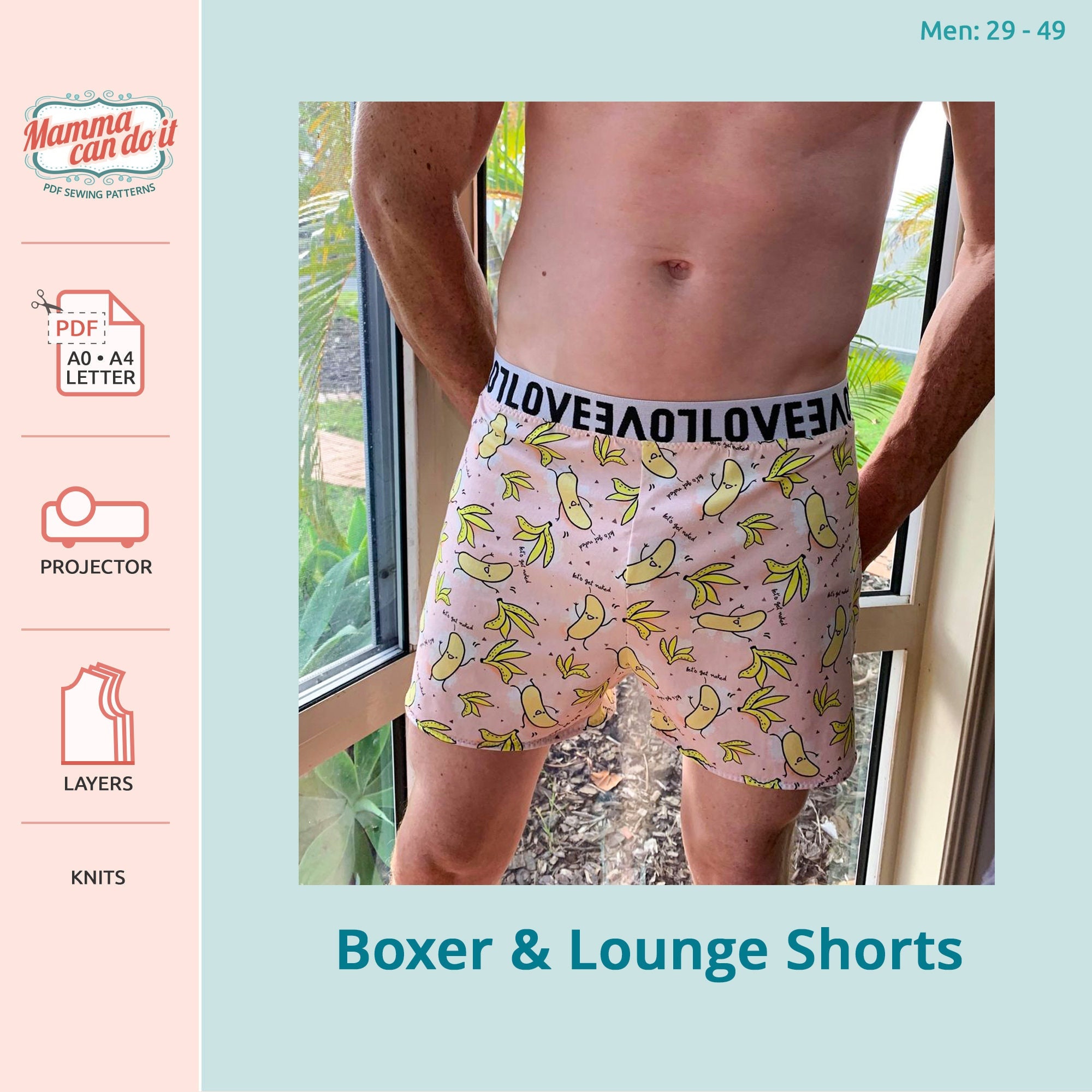 Men's Dual Pouch Boxer Brief Sewing Pattern PDF 