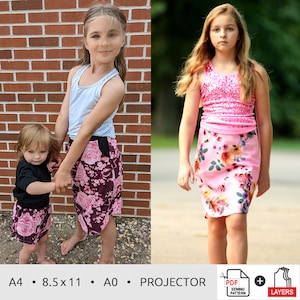 Patron de couture PDF pour jupe de tous les jours pour fille, tailles 00-20 | Projecteur, A0, A4, 8,5 x 11 | TÉLÉCHARGEMENT IMMÉDIAT