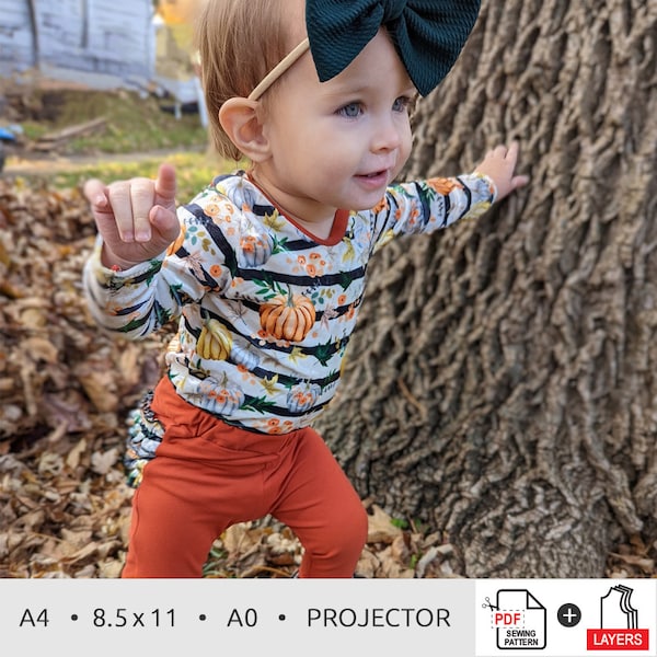 Schnittmuster Body für Baby | 8,5 x 11, A0, A4, PDF Schnittmuster - INSTANT DOWNLOAD