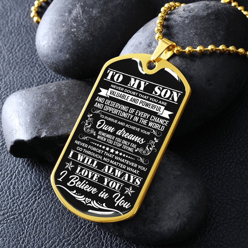 Mom to son dog tag necklace Clearance
