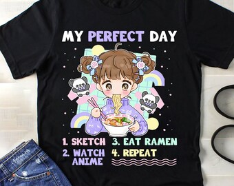My Perfect Day Sketch Watch Anime Eat Ramen Repeat Shirt - Etsy My Perfect Day Sketch Watch Anime Eat Ramen Repeat Shirt - Etsy