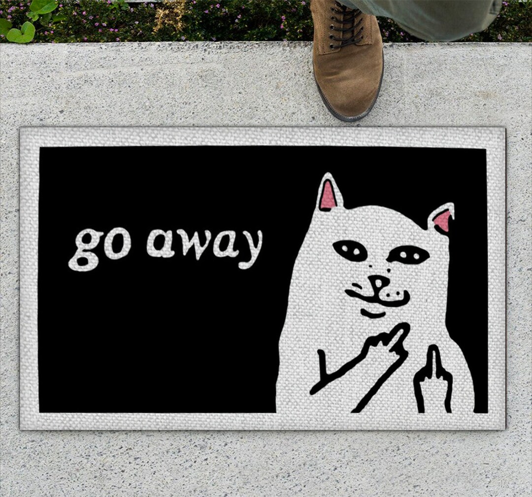 Funny Mats Go Away Cat Doormat Cat Lovers Home Etsy