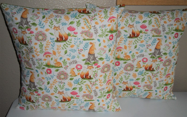16 X 16 Pillow Cover Hedgehogs Bunnies Foxes Etsy