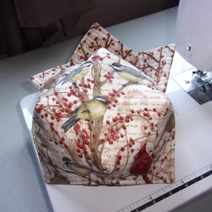 Set of 2 Bowl Cozies - Birds - Chickadees - Cardinals - Twigs - Berries - 7" Diameter - Microwave Safe - Reversible - SEE Pics