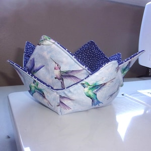 Set of 2 Bowl Cozies - Hummingbirds - 7" Diameter - Reversible - Easy Care