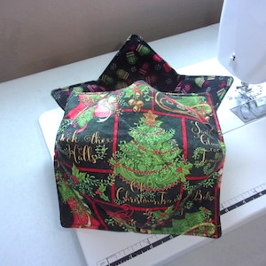 Set of 2 Bowl Cozies - Christmas Collage - 7" Diameter - Reversible - CHOOSE Your Set