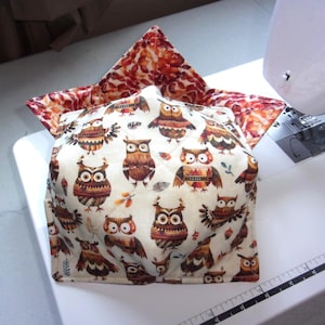 Set of 2 Bowl Cozies - Owls - 7" Diameter - Reversible - Easy Care