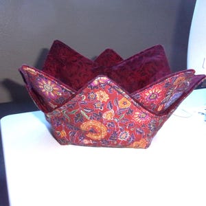 Set of 2 Bowl Cozies - Florals - Burgundy - 7" Diameter - Microwave Safe - Reversible - Easy Care - See Pics
