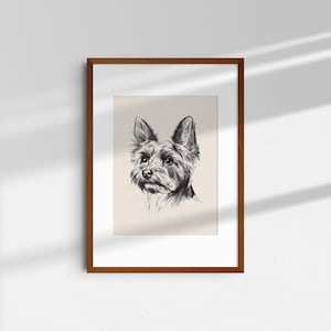 Yorkshire Terrier York Dog Sketch, Minimalist Hand-drawn Dog Portrait, High Quality Art Print, Wall Decor, Dog Lover Gift, Dog Breed Doodle