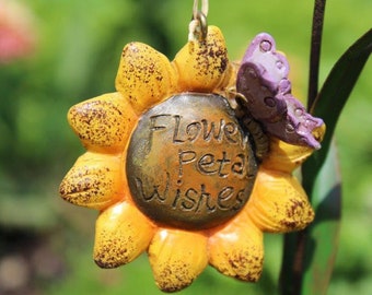 Sunflower Petal Wishes Sign (Shepherd's Hook Not Included) (Sold Separately) for the Fairy Garden