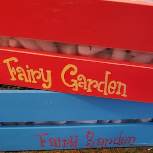 Lined Fairy Garden Wood Crate Planters 12L&quot; x 10W&quot; x 5&quot;W.  Personalize it with your name!