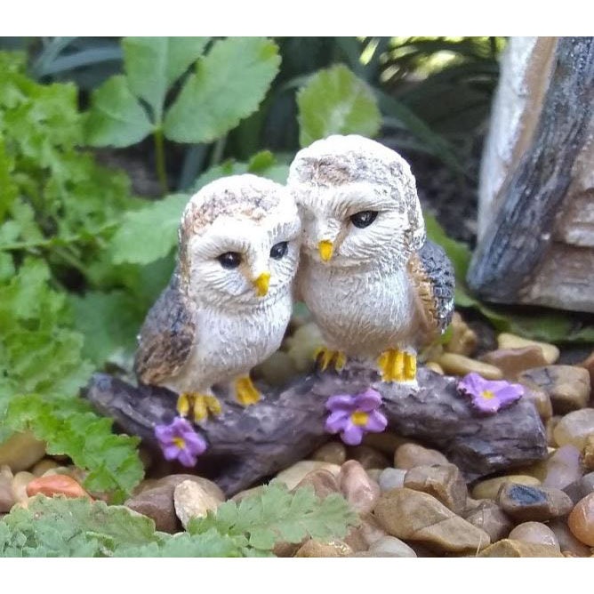 Cozy Owls (1.5″T x 2″W x .75″D) for the Fairy Garden