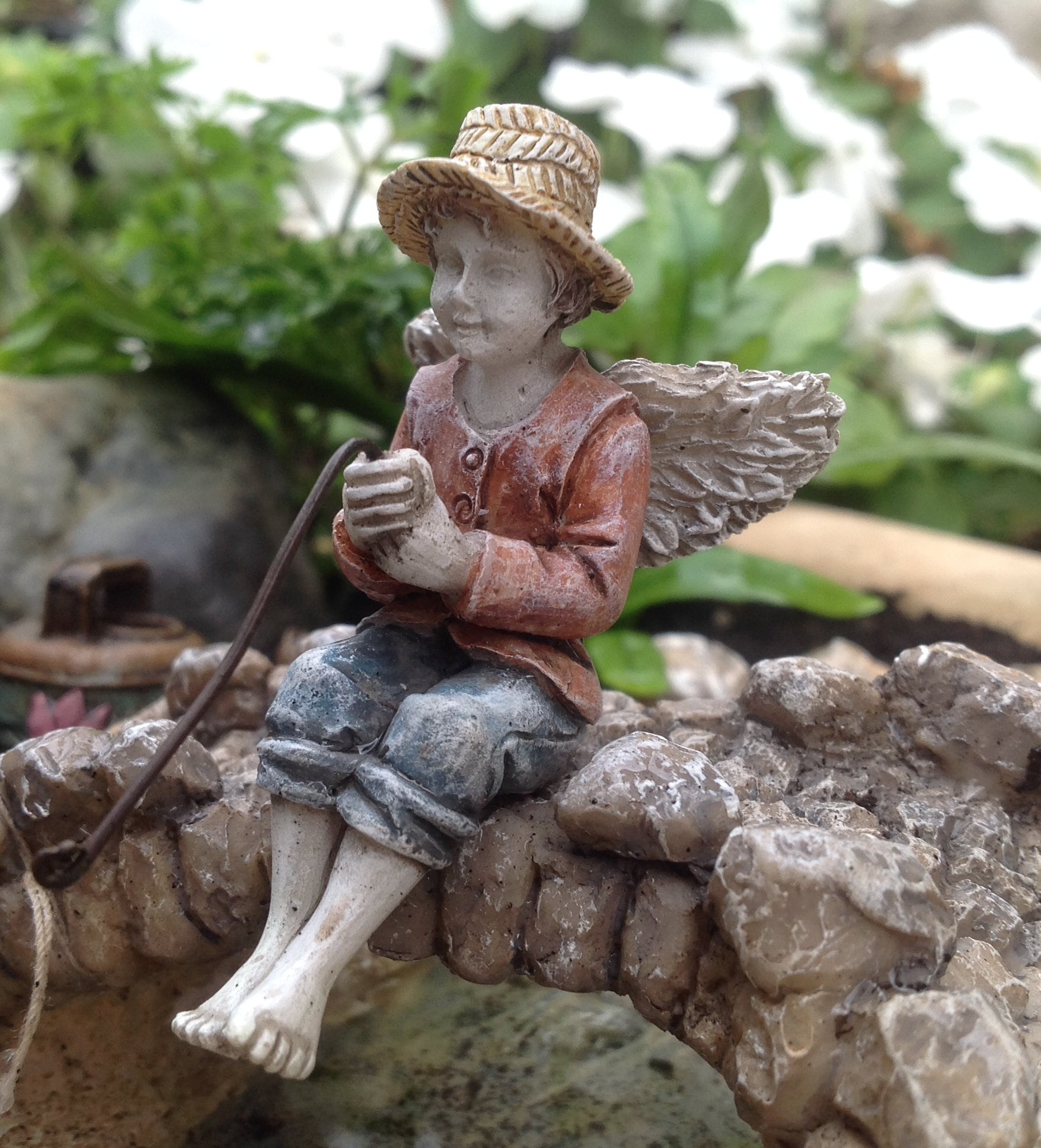 RFGTH Ornaments Statues Bronze Statue Boy fishing Sculpture