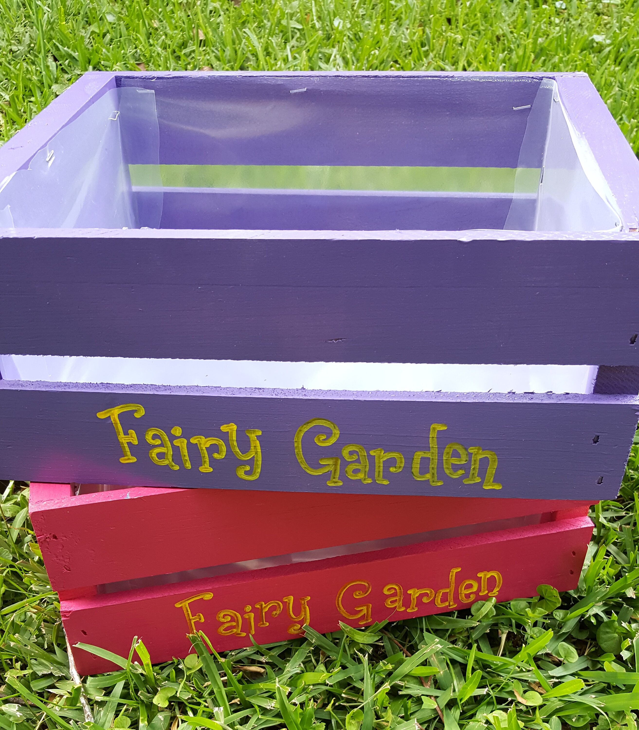 Lined Fairy Garden Wood Crate Planters 12l X 10w 5w Personalize Gallery Photo