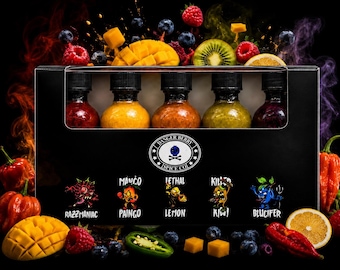 Fruit Flavored Hot Sauce Variety Pack: Razzmaniac, Mango Paingo, Lethal Lemon