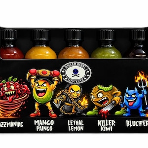 Fruit Flavored Hot Sauce Variety Pack: Razzmaniac, Mango Paingo, Lethal Lemon