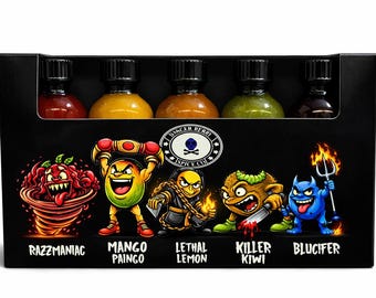 Fruit Flavored Hot Sauce Variety Pack: Razzmaniac, Mango Paingo, Lethal Lemon