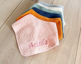 Personalized Bandana Bib, Baby Easter Basket, Baby Bibs, Organic Cotton, Baby Gift, Muslin Baby Bib, Embroidered Bib, Toddler Gift